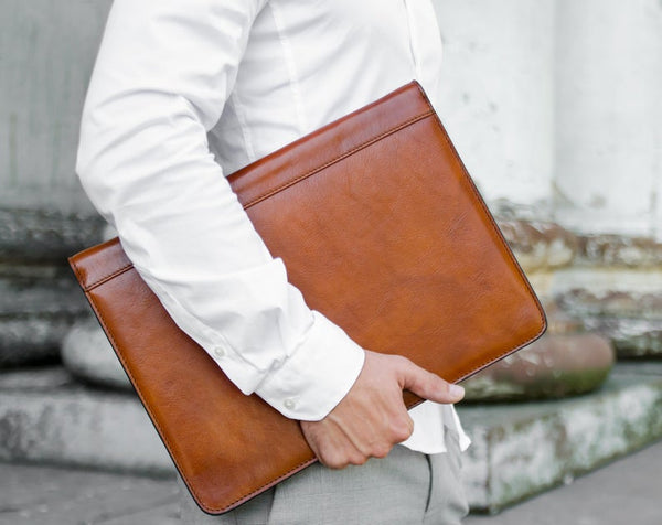 Leather Portfolio Men's, Personalized Leather Folder, Organizer Planner, Document Bag, Leather Portfolio Zipper - Candide