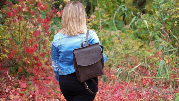 Women backpack brown, Leather backpack 10” x 12”