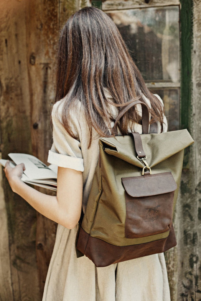 leather backpack, backpack, leather rucksack, canvas backpack, canvas rucksack, canvas bag, backpack women, gift for her, roll top backpack
