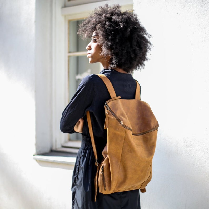 Brown Leather Backpack, Women Bag, Diaper Bag, Leather Bag, Backpack Purse, Handmade Leather Travel Bag, Laptop Backpack
