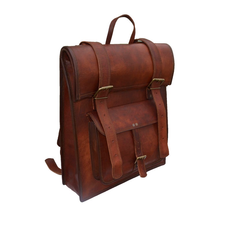Leather Backpack, Handmade Roll top Leather Laptop Backpack, Personalised Leather Rucksack