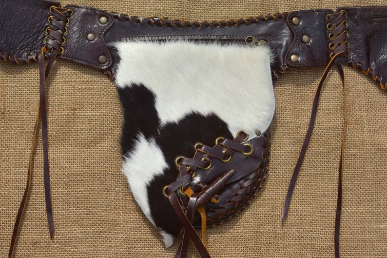 Leather Utility Belt | Hip Belt | Cow Girl | Fanny Pack | Biker | Urban Gypsy | Bohemian | Fur | Burning Man | Festival Fashion