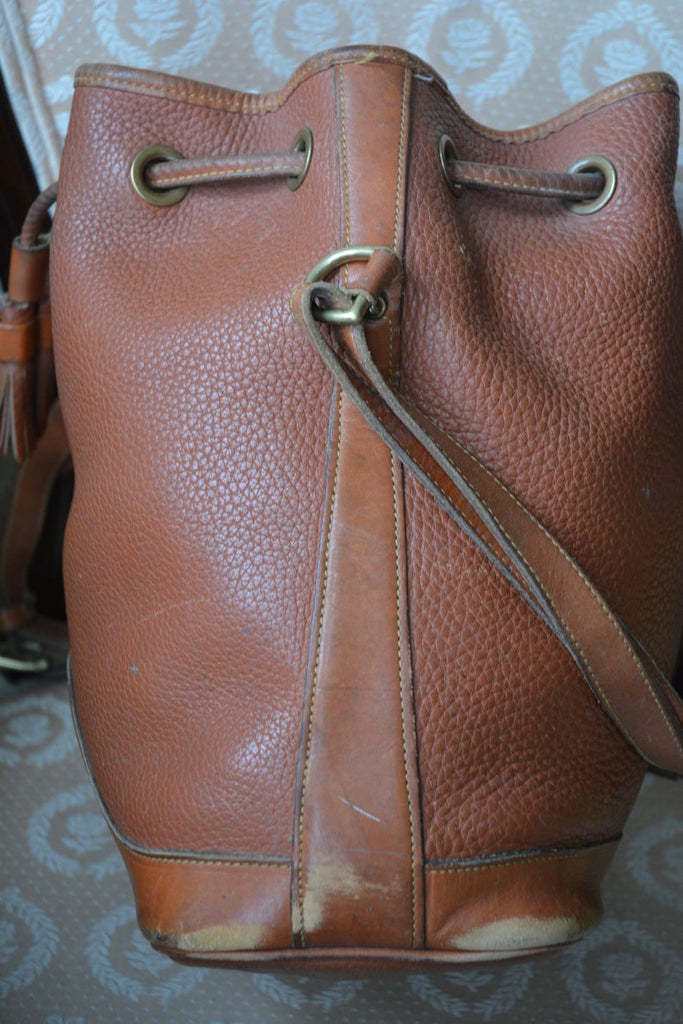 Vintage Dooney & Bourke All Weather Pebbled Leather Drawstring Bucket Bag