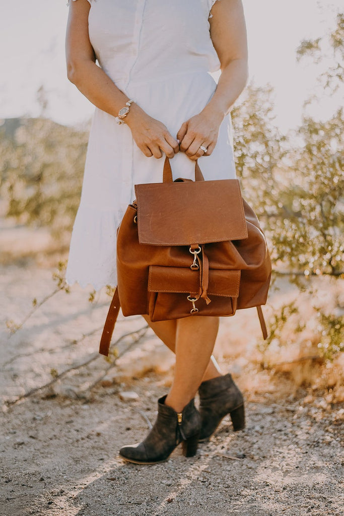 Leather Back Pack Purse |Handmade Leather Handbag | Full Grain Leather Computer or Diaper Bag-Chandler Back Pack by Felix Street Leather