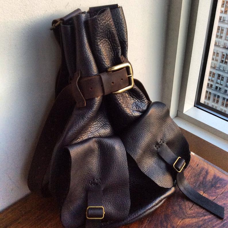 Soft Leather Backpack Purse / Backpack Handbag Combo / Black Convertible Backpack / Black Leather Convertible Bag
