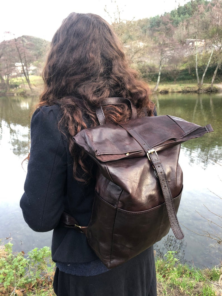 Rolltop leather backpack, genuine leather, leather backpack, unisex backpack, rolltop, rolltop bag, rolltop rucksack, classic backpack