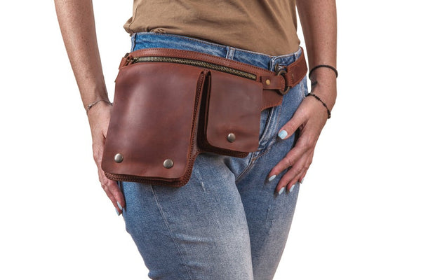 Leather hip bag festival, Utility belt bag, Fanny pack for women