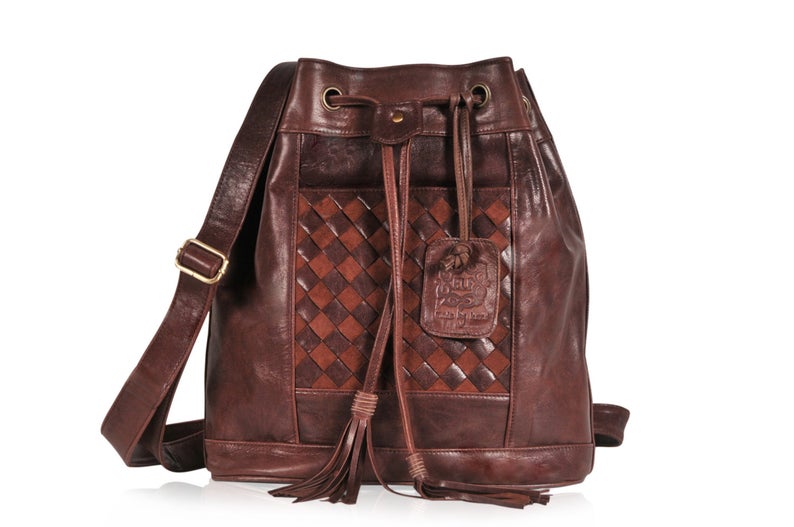 NEVERLAND. Brown leather backpack / brown backpack / convertible leather bag/ festival backpack/ boho. Available in different leather colors